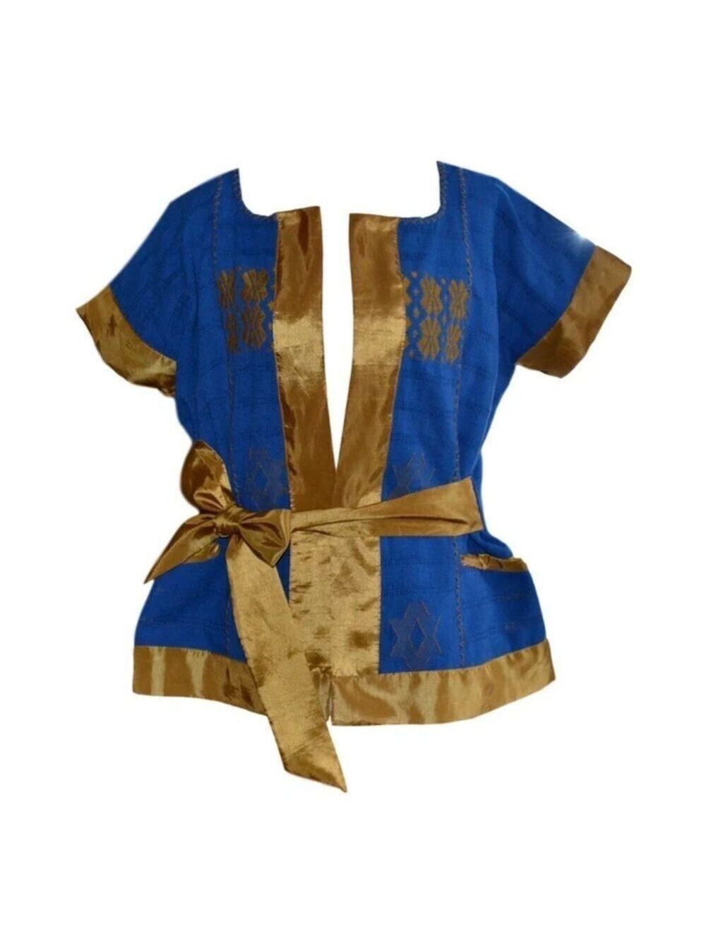 Mexican Handmade Blazer Golden and Blue